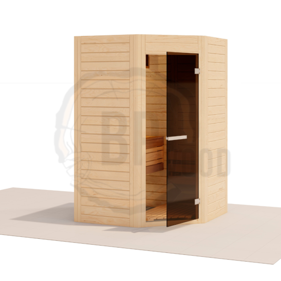Модульная угловая сауна ANGEL 1,36х1,36 из массива ели Модульная угловая сауна ANGEL 1,36х1,36 из массива ели