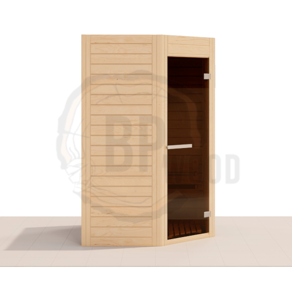 Модульная угловая сауна ANGEL 1,36х1,36 из массива ели Модульная угловая сауна ANGEL 1,36х1,36 из массива ели