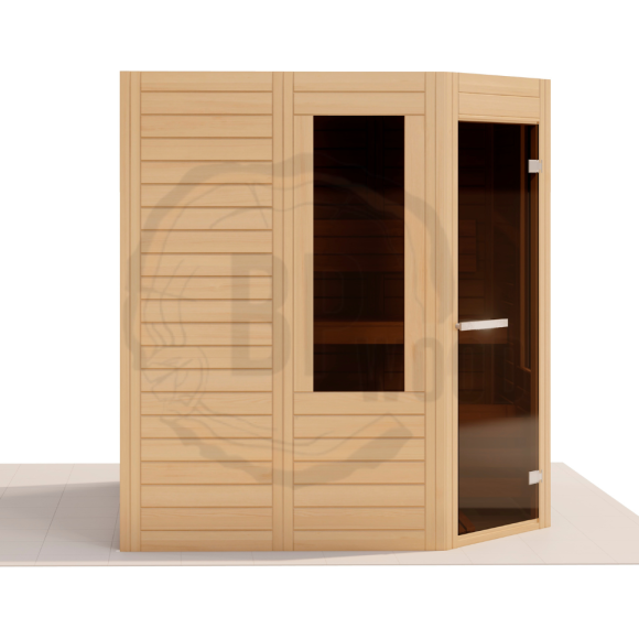 Модульная угловая сауна ANGEL 2,64х2,64 из массива сибирского кедра с сучками Модульная угловая сауна ANGEL 2,64х2,64 из массива сибирского кедра с сучками